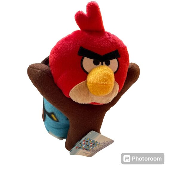 Angry Birds Red Bird On Slingshot Plush Stuffed Animal 10.5” & Attached Throw
